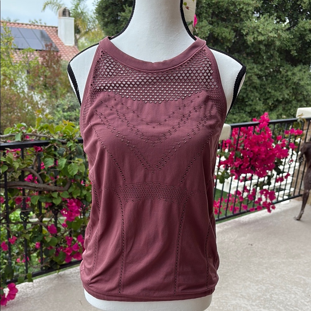 Athleta Mauve-Pink Laser-Cut Racerback Tank